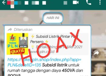 HOAKS: Informasi Disertai Link PLN Bagikan Subsidi Listrik Rp5 Juta Tidak Benar!