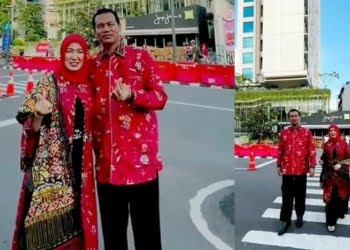 Kenakan Batik Sampan Sulaman Nareh, Genius Umar dan Istri Tampil Elegan di Citayam Fashion Week SCDB Jakarta