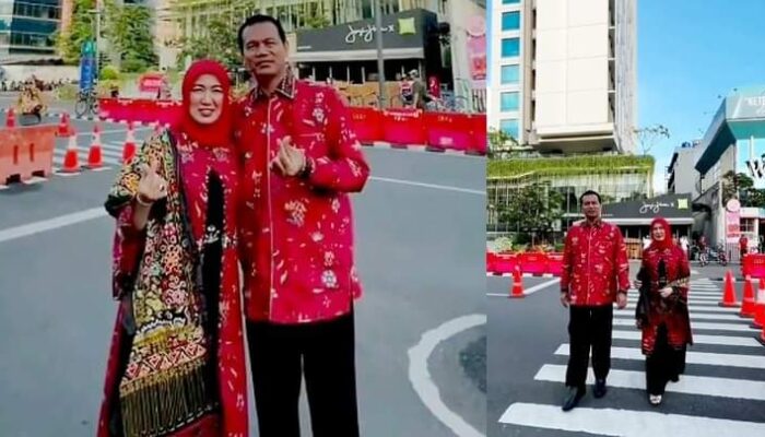 Kenakan Batik Sampan Sulaman Nareh, Genius Umar dan Istri Tampil Elegan di Citayam Fashion Week SCDB Jakarta