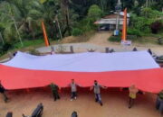 Dirgahayu Kemerdekaan RI di Sawahlunto, Bendera Merah Putih Raksasa Membentang di Lereng Bukik Sulah
