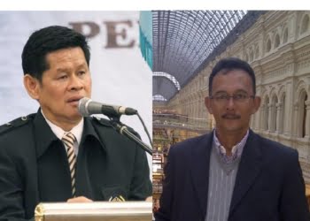 Ketua PWI Sumbar, Basril Basyar dan Tokoh Pers Sumbar, Hasril Chaniago