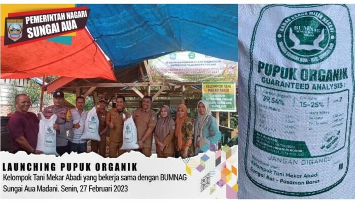 Bumnag Nagari Sungai Aua Madani Bersama Keltan Mekar Abadi Resmikan Pupuk Organik