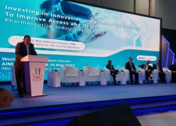 Bio Farma Berbagi Ilmu Hadapi Pandemi di AIM Global 2023 Abu Dhabi