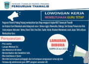 LOWONGAN KERJA: Thawalib Padang Panjang Terima Guru Besar-besaran, Berikut Jadwal dan Syarat Pendaftaran