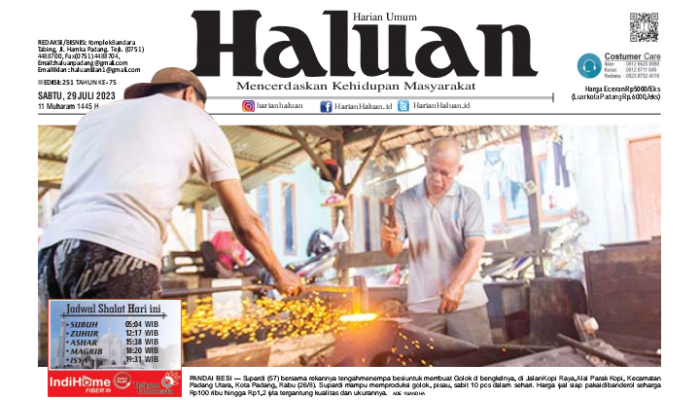 KORAN HALUAN Hari Ini, Edisi Sabtu 29 Juli 2023