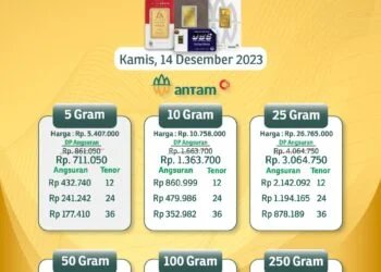 Harga Emas Pegadaian Naik Rp18.000 Hari Ini