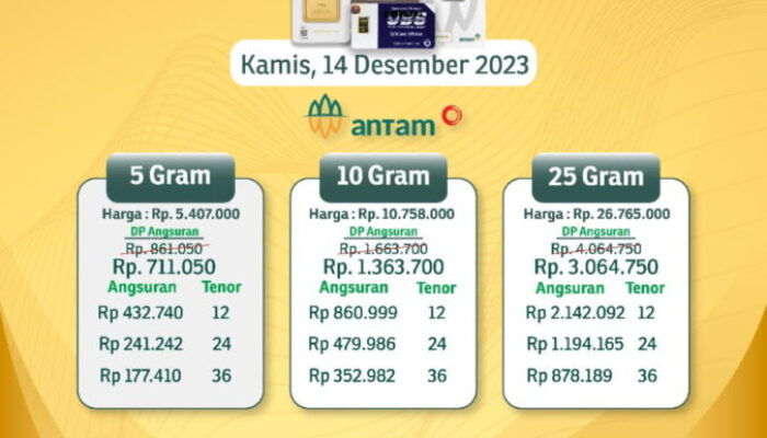 Harga Emas Pegadaian Naik Rp18.000 Hari Ini