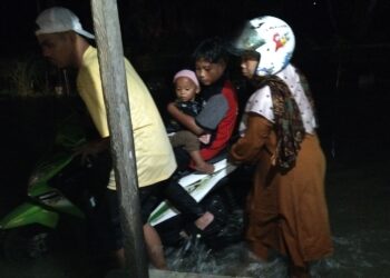 Sejumlah Sepeda Motor Mogok Akibat Terobos Banjir di Toboh Kampung Dalam