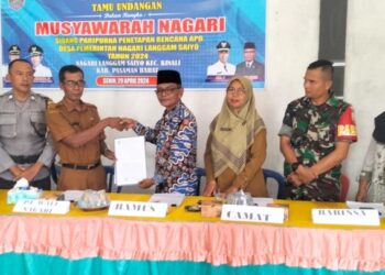Nagari Langgam Saiyo Kecamatan Kinali Kabupaten Pasaman Barat mengadakan musyawarah nagari Penetapan APB nagari tahun 2024