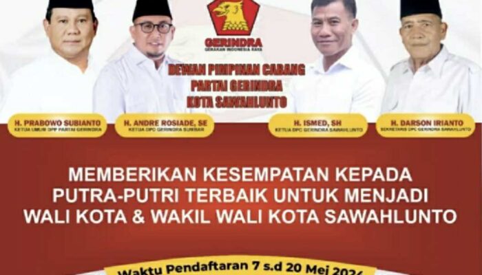 Jaring Calon Wako, Ketua DPC Gerindra Sawahlunto: Kepala Daerah Harus Berani “Manjuluak” Dana ke Pemerintah Pusat