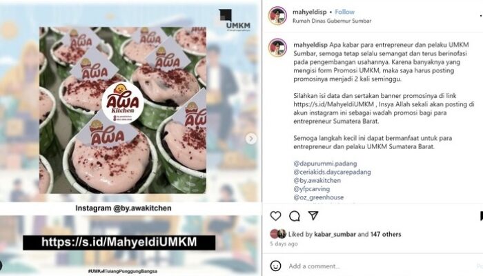 Baru Sepekan, 102 UMKM Daftar Program Promosi Gratis di Instagram Mahyeldi