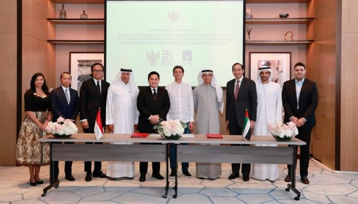 Dony Oskaria Dampingi Erick Thohir Teken MoU USD 3 M dengan Eagle Hills UEA