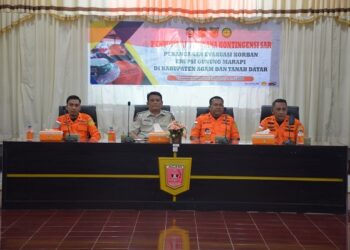 Kantor Pencarian dan Pertolongan Kelas A Padang menggelar rapat penyusunan rancangan kontingensi untuk penanganan evakuasi korban dari Gunung Marapi