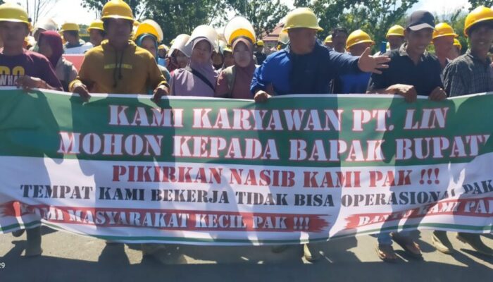 Ratusan Karyawan PT LIN Demo Bupati Pasbar