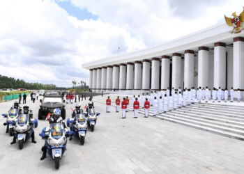 Kirab Sang Merah Putih dan teks Proklamasi kembali dilaksanakan dengan penuh khidmat dari Istana Negara di Ibu Kota Nusantara atau IKN