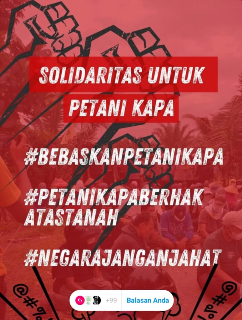 Seruan #BebaskanPetaniKapa menggema di jagad media sosial sebagai bentuk protes atas sembilan petani ditangkap oleh aparat.