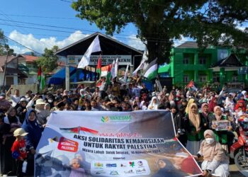 LAZ Yakesma Sumatera Barat menggelar aksi solidaritas untuk menggalang donasi dan melakukan kampanye kemerdekaan Palestina di Solok Selatan