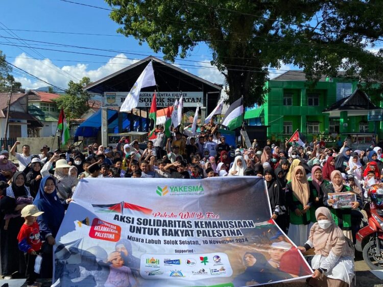 LAZ Yakesma Sumatera Barat menggelar aksi solidaritas untuk menggalang donasi dan melakukan kampanye kemerdekaan Palestina di Solok Selatan