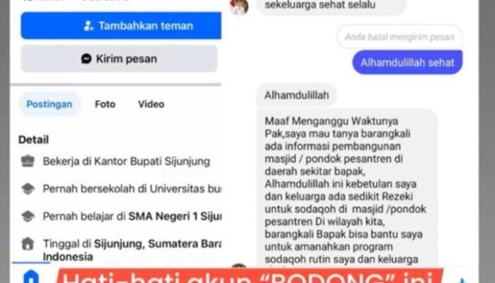 Nama Bupati Sijunjung Dicatut dalam Modus Penipuan Dana Pembangunan Masjid
