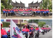 Begini Tampilan Kurir SATSET JNE Padang Konvoi dengan Jaket dan Helm Baru