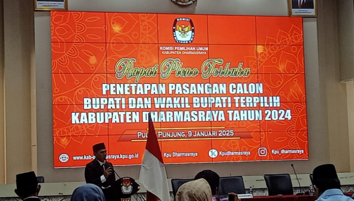 KPU Kabupaten Dharmasraya gelar rapat pleno Penetapan Pasangan Calon Bupati dan Wakil Bupati terpilih Kabupaten Dharmasraya.