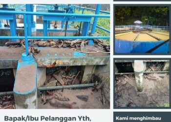 Akibat Curah Hujan Tinggi, Produksi Air di Kota Padang Dihentikan Sementara
