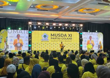 DPD Partai Golkar Sumbar menggelar Musda XI di salah satu hotel di Kota Padang, Senin (30/6/2025). (Fardianto)