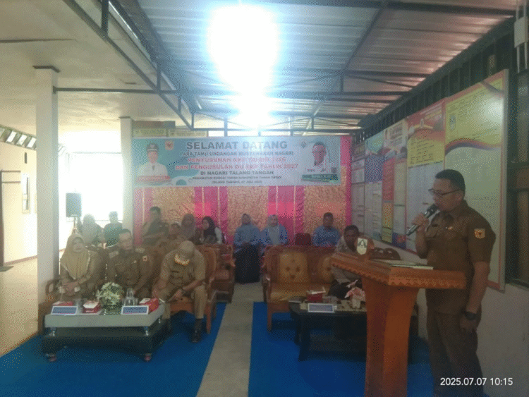 Penyusunan RKP 2026 oleh Nagari Talang Tangah melalui Musnag yang diadakan aula nagari setempat, Senin (7/6). IST