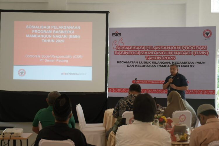 PT Semen Padang menggelar sosialisasi Program Basinergi Mambangun Nagari (BMN) untuk memperkuat sinergi dan penyelarasan visi dalam pemberdayaan masyarakat berbasis komunitas. IST