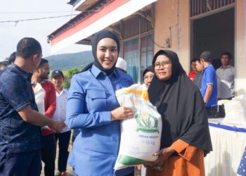 Cindy Monica Kawal Penyaluran Bantuan Pangan di Pasbar