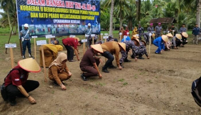 Rayakan HUT ke-80, TNI AL Tebar 10 Ribu Benih Ikan dan Tanam Kedelai di Pariaman
