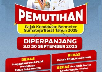 Kabar Gembira, Pemutihan Pajak Kendaraan Bermotor di Sumbar Diperpanjang Hingga 30 September 2025