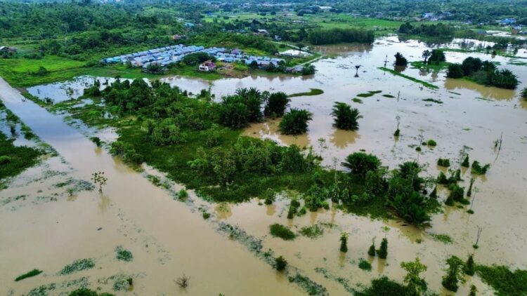 Banjir yang merendam 7 distrik di Kabupaten Sorong, Provinsi Papua, Minggu (14/9) sumber foto BPBD Kabupaten Sorong