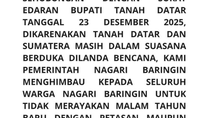 Di Tengah Duka Bencana, Wali Nagari Baringin Imbau Warga Sambut Tahun Baru dengan Kesederhanaan