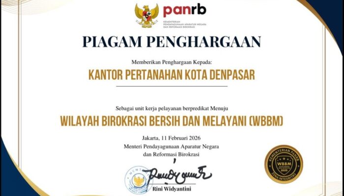 Kantah Kota Denpasar Raih Predikat WBBM