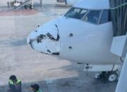 Hidung Pesawat Garuda GA 176 Penyok di Pekanbaru