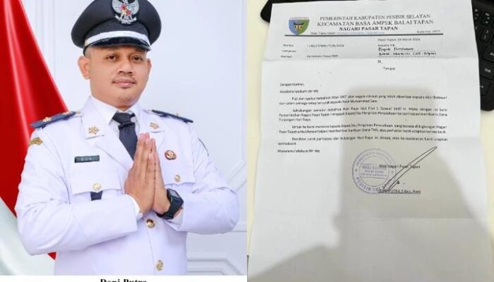 Surat Permintaan THR ke Bank Mandiri Cabang Tapan Beredar, Wali Nagari Pasar Tapan Sampaikan Klarifikasi dan Permintaan Maaf