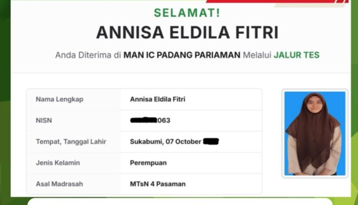 Bikin Bangga Madrasah! Siswi MTsN 4 Pasaman Tembus Seleksi Nasional MAN Insan Cendekia