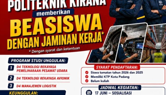 Beasiswa Padang Juara Gandeng Politeknik Kirana, Pemko Padang Buka Jalan Kuliah Gratis hingga Peluang Karier di Lion Group