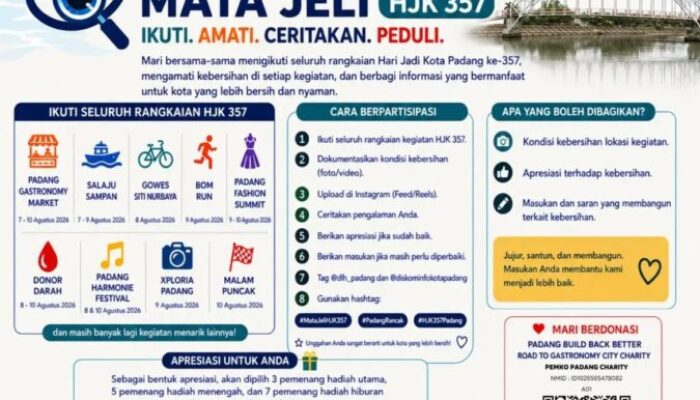Ajak Warga Awasi Kebersihan Event Hari Jadi Kota Padang, DLH Luncurkan Gerakan Partisipatif “Mata Jeli HJK 357”