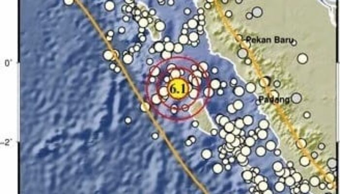 Gempa 6,1 SR Guncang Selatan Sumatra, Terasa hingga Pesisir Selatan dan Padang