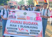 Meriah dan Penuh Semangat, Murid MAN 1 Sijunjung Unjuk Gigi dalam Pawai Budaya di Kenagarian Palangki