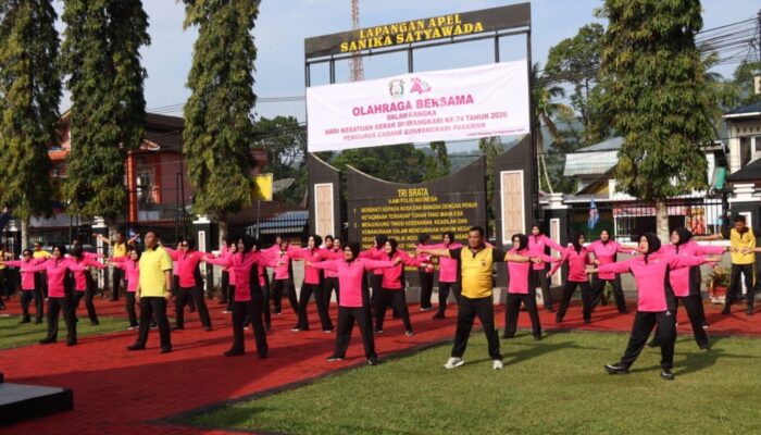 Jelang HKGB ke-74, Bhayangkari Pasaman Gelar Senam Bersama