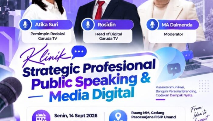 Jawab Tantangan Era Digital, Magister Komunikasi FISIP UNAND Gelar Klinik Public Speaking Bareng Bos Garuda TV