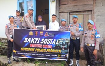 Sambut HUT Propam Polri, Sipropam Polres Pasaman Berbagi Sembako untuk Masyarakat Tanjung Beringin