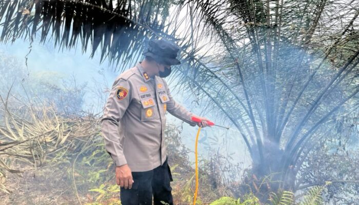 Kapolres Dharmasraya Turun ke Timpeh Meninjau Sekaligus Memadamkan Api Karhutla